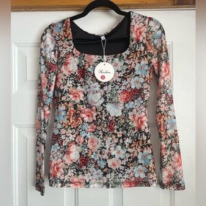 Floral Long Sleeve Top, Sz Small, NWT